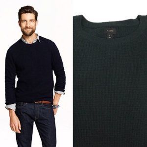 J Crew Wool-cashmere Waffle Sweater Dark Green